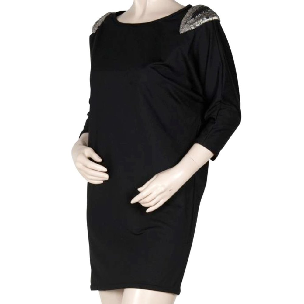 Elizabeth and James Beaded and Sequined Black dres